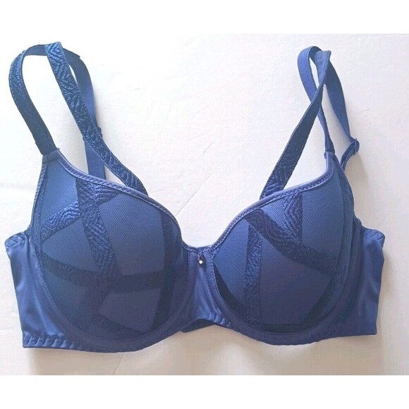 Louisa Bracq Bra Size 30E Royal Blue Strappy Cobalt Collection Luxury Designer - Picture 3 of 11